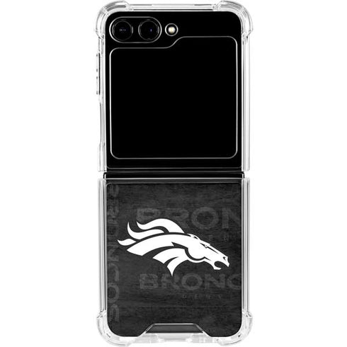 NFL Denver Broncos Black & White Galaxy Z Flip5 5G Clear Case