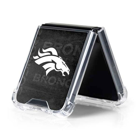 NFL Denver Broncos Black & White Galaxy Z Flip5 5G Clear Case