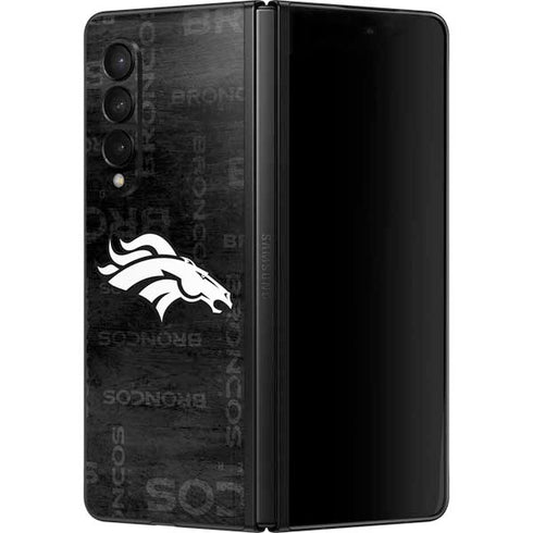 NFL Denver Broncos Black & White Galaxy Z Fold3 5G Skin
