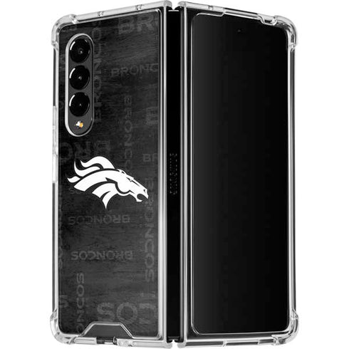 NFL Denver Broncos Black & White Galaxy Z Fold4 5G Clear Case