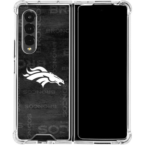 NFL Denver Broncos Black & White Galaxy Z Fold4 5G Clear Case