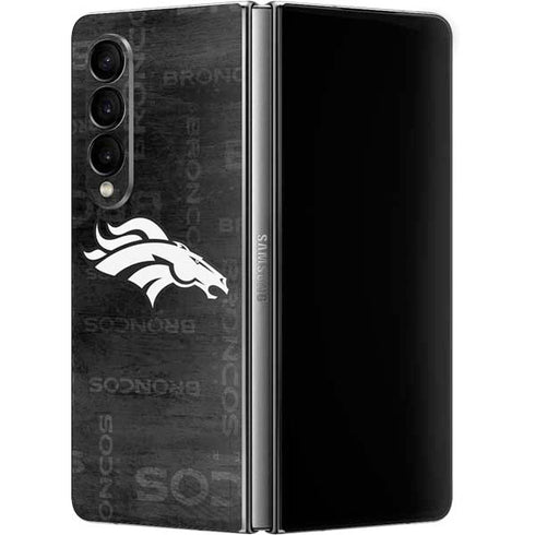 NFL Denver Broncos Black & White Galaxy Z Fold4 5G Skin