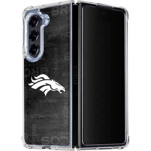NFL Denver Broncos Black & White Galaxy Z Fold5 5G Clear Case