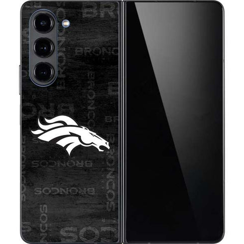 NFL Denver Broncos Black & White Galaxy Z Fold5 5G Skin