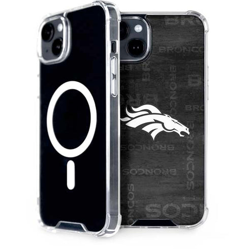 NFL Denver Broncos Black & White iPhone 15 Plus MagSafe Case