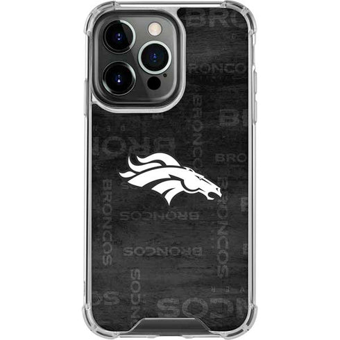 NFL Denver Broncos Black & White iPhone 14 Pro Clear Case
