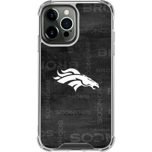 NFL Denver Broncos Black & White iPhone 14 Pro Max Clear Case