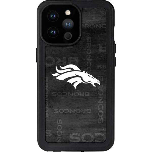 NFL Denver Broncos Black & White iPhone 14 Pro Max Waterproof Case