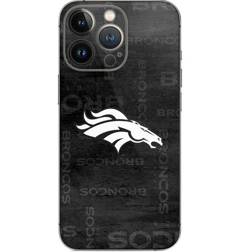 NFL Denver Broncos Black & White iPhone 14 Pro Skin