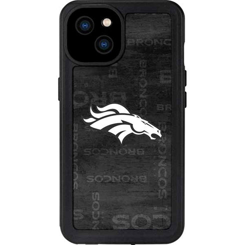 NFL Denver Broncos Black & White iPhone 15 Plus Waterproof Case