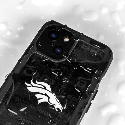 NFL Denver Broncos Black & White iPhone 15 Plus Waterproof Case