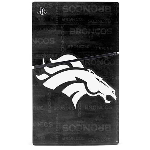 NFL Denver Broncos Black & White PS5 Slim Disk Bundle Skin