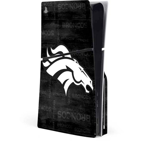 NFL Denver Broncos Black & White PS5 Slim Disk Console Skin