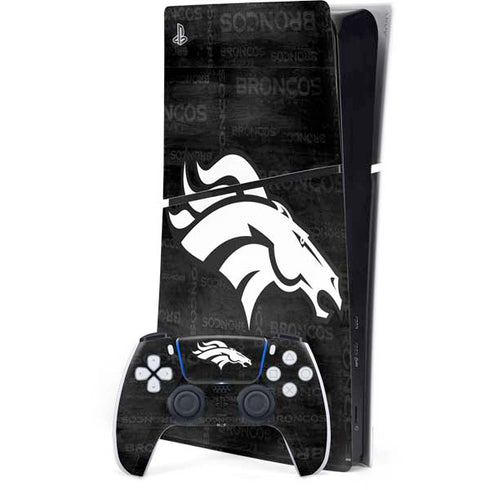 NFL Denver Broncos Black & White PS5 Slim Digital Edition Console Skin