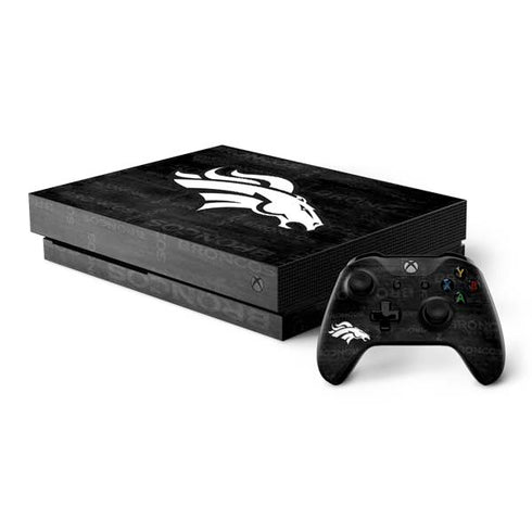 NFL Denver Broncos Black & White Xbox One X Bundle Skin