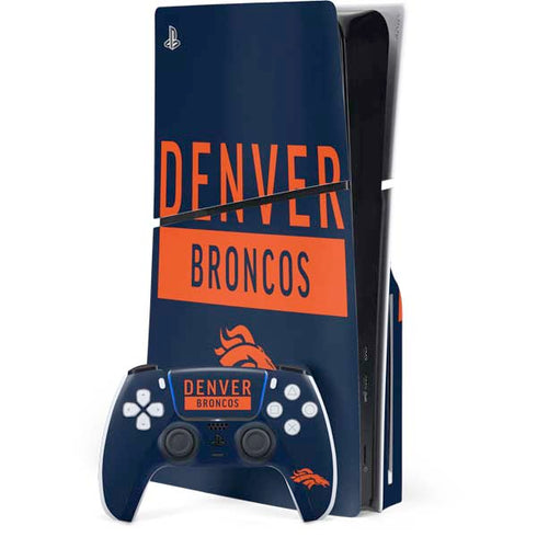 NFL Denver Broncos Blue Performance Series PS5 Slim Disk Bundle Skin