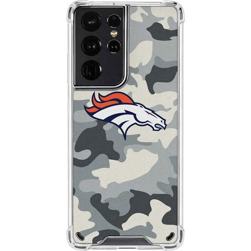 NFL Denver Broncos Camo Galaxy S21 Ultra 5G Clear Case