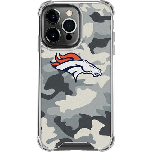 NFL Denver Broncos Camo iPhone 15 Pro Clear Case