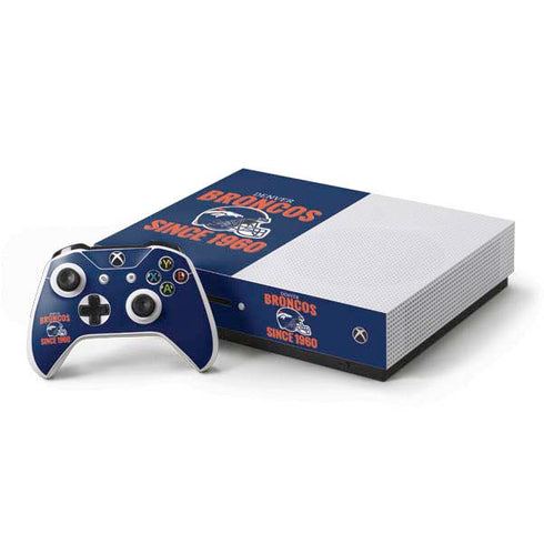 NFL Denver Broncos Helmet Xbox One S Console and Controller Bundle Skin