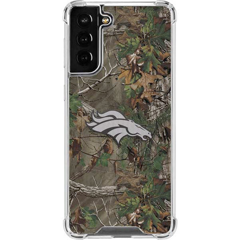NFL Denver Broncos Realtree Xtra Green Camo Galaxy S21 FE Clear Case