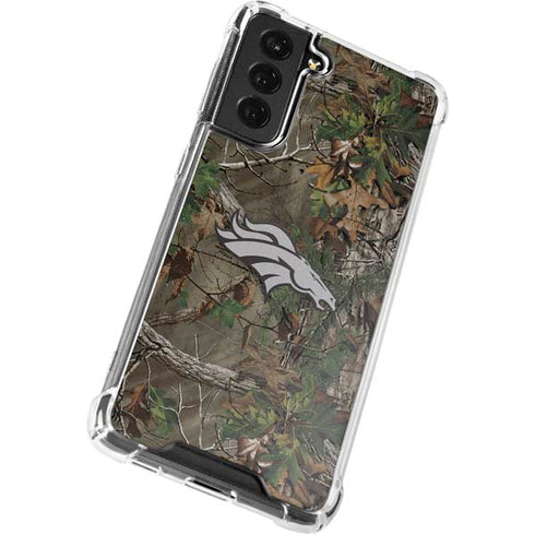 NFL Denver Broncos Realtree Xtra Green Camo Galaxy S21 FE Clear Case