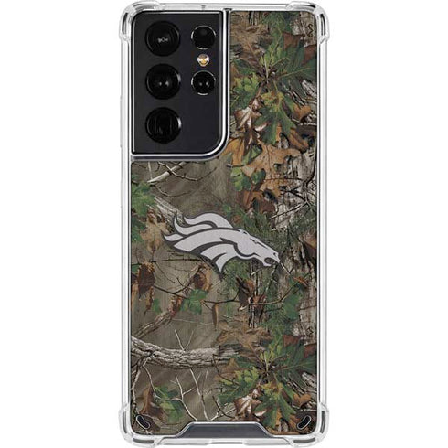 NFL Denver Broncos Realtree Xtra Green Camo Galaxy S21 Ultra 5G Clear Case