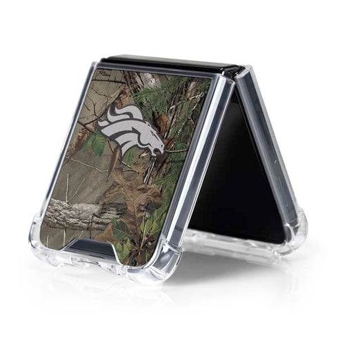 NFL Denver Broncos Realtree Xtra Green Camo Galaxy Z Flip5 5G Clear Case