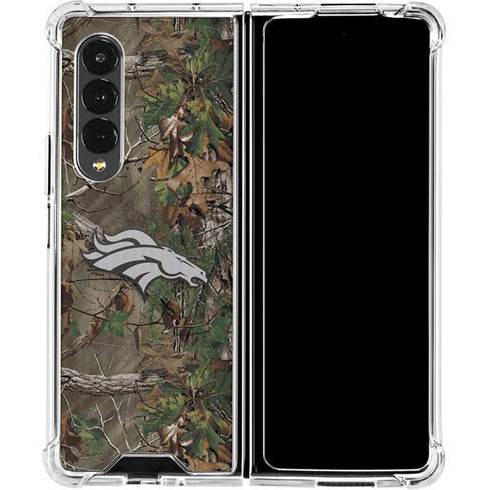 NFL Denver Broncos Realtree Xtra Green Camo Galaxy Z Fold4 5G Clear Case