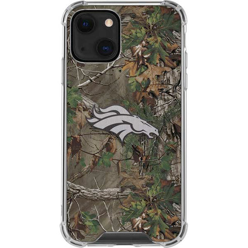 NFL Denver Broncos Realtree Xtra Green Camo iPhone 14 Clear Case