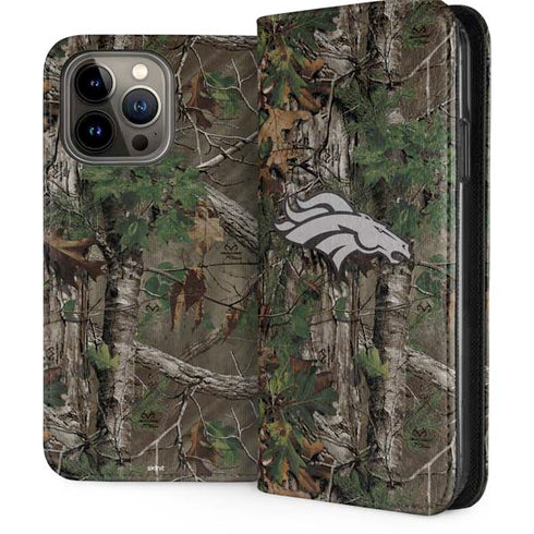 NFL Denver Broncos Realtree Xtra Green Camo iPhone 15 Pro Max Folio Case
