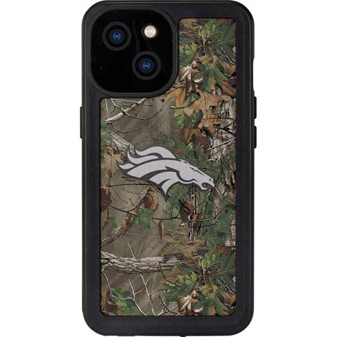 NFL Denver Broncos Realtree Xtra Green Camo iPhone 15 Waterproof Case