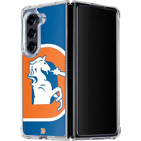 NFL Denver Broncos Retro Logo Galaxy Z Fold5 5G Clear Case