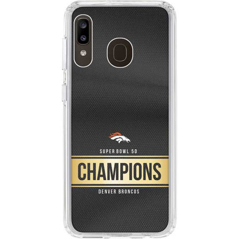 NFL Denver Broncos Super Bowl 50 Champions Black Galaxy A20 Clear Case