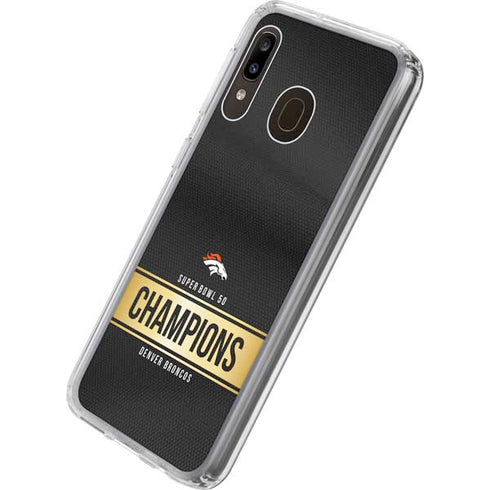 NFL Denver Broncos Super Bowl 50 Champions Black Galaxy A20 Clear Case