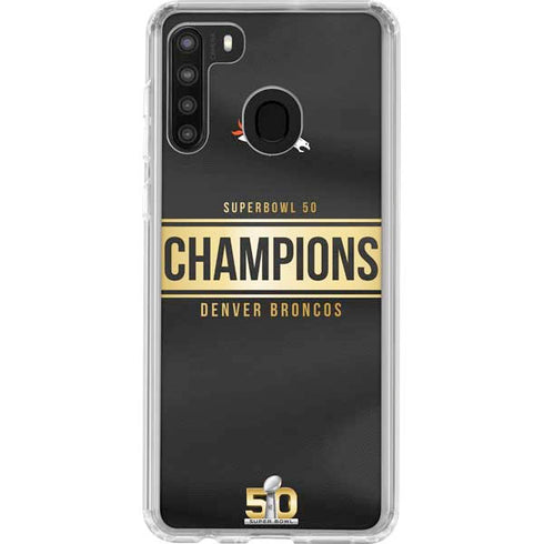 NFL Denver Broncos Super Bowl 50 Champions Black Galaxy A21 Clear Case