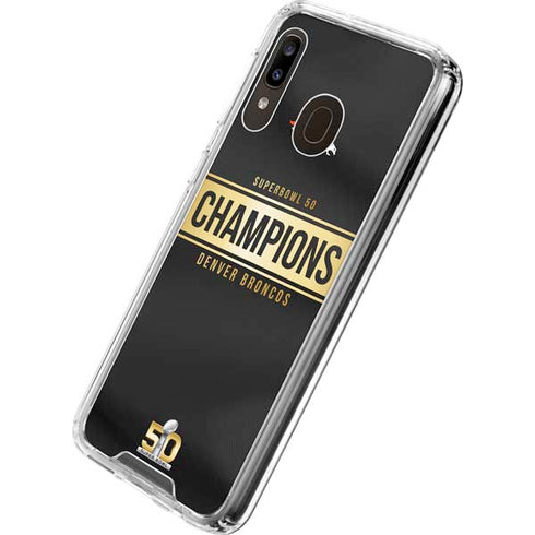 NFL Denver Broncos Super Bowl 50 Champions Black Galaxy A30 Clear Case