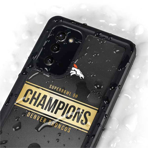 NFL Denver Broncos Super Bowl 50 Champions Black Galaxy Note20 5G Waterproof Case