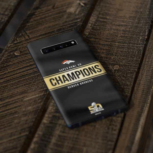 NFL Denver Broncos Super Bowl 50 Champions Black Galaxy S10 Plus Skin