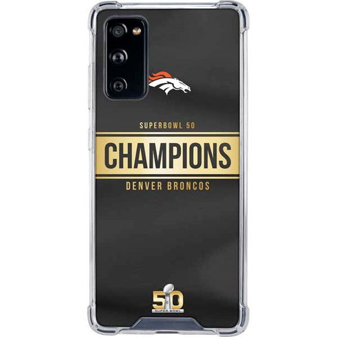 NFL Denver Broncos Super Bowl 50 Champions Black Galaxy S20 FE Clear Case