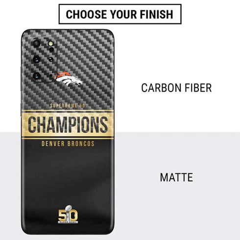 NFL Denver Broncos Super Bowl 50 Champions Black Galaxy S20 Plus Skin
