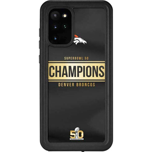 NFL Denver Broncos Super Bowl 50 Champions Black Galaxy S20 Plus Waterproof Case