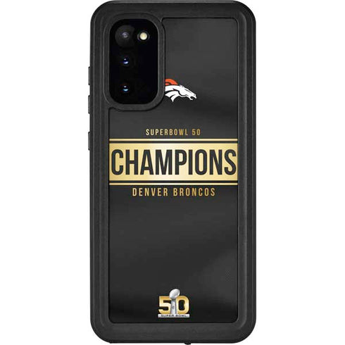 NFL Denver Broncos Super Bowl 50 Champions Black Galaxy S20 Waterproof Case