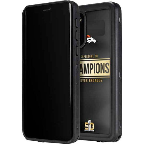 NFL Denver Broncos Super Bowl 50 Champions Black Galaxy S20 Waterproof Case