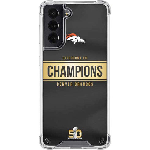 NFL Denver Broncos Super Bowl 50 Champions Black Galaxy S21 5G Clear Case