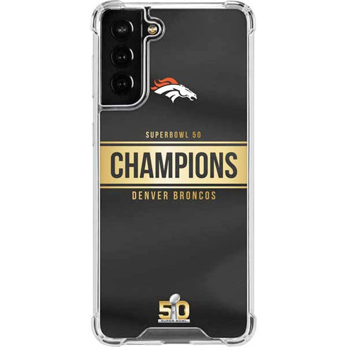 NFL Denver Broncos Super Bowl 50 Champions Black Galaxy S21 FE Clear Case
