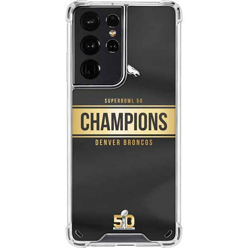 NFL Denver Broncos Super Bowl 50 Champions Black Galaxy S21 Ultra 5G Clear Case