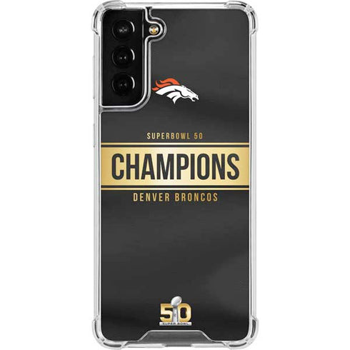 NFL Denver Broncos Super Bowl 50 Champions Black Galaxy S22 Plus Clear Case