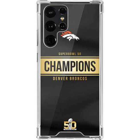 NFL Denver Broncos Super Bowl 50 Champions Black Galaxy S22 Ultra Clear Case