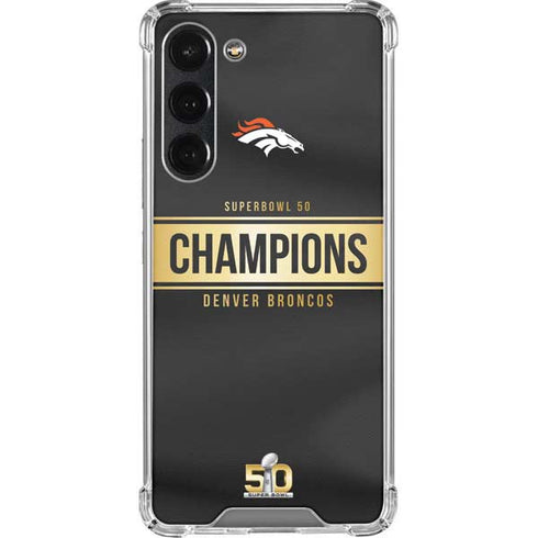 NFL Denver Broncos Super Bowl 50 Champions Black Galaxy S23 Plus Clear Case