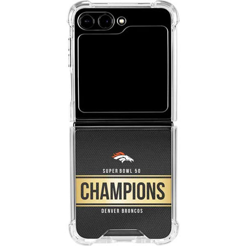 NFL Denver Broncos Super Bowl 50 Champions Black Galaxy Z Flip5 5G Clear Case